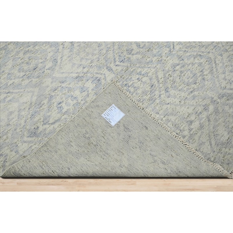 Hand Knotted All-Over Gray Oushak Wool Transitional Oriental Area Rug