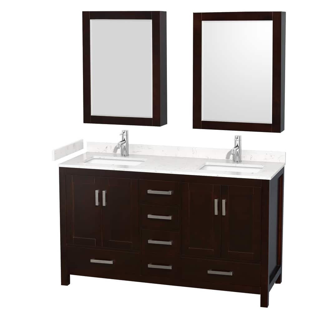 Wyndham Collection Sheffield 60" Double Bathroom Vanity, Carrara