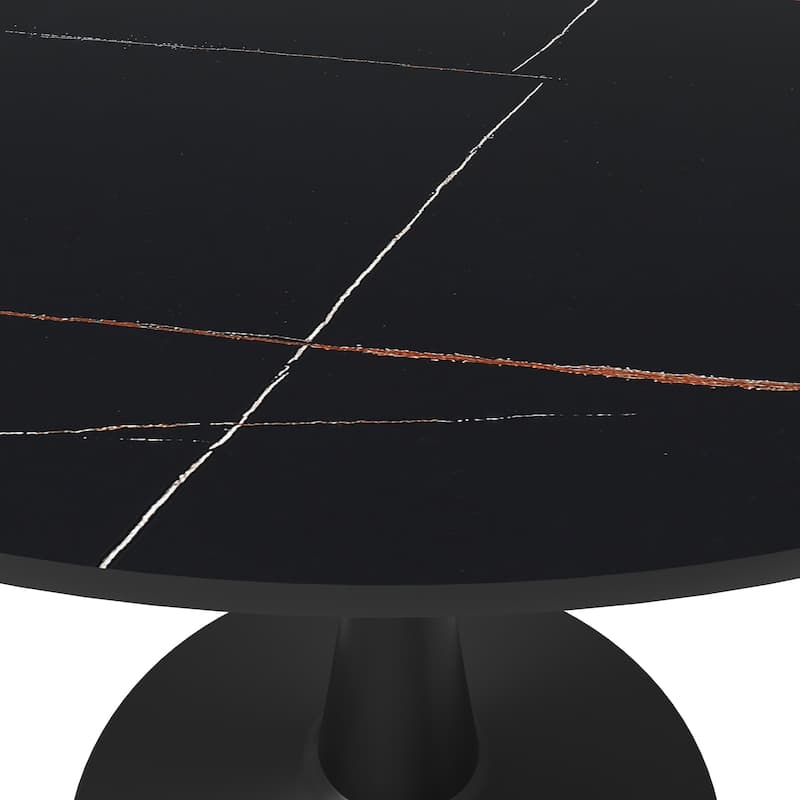 LeisureMod Round Dining Table 40" Sintered Stone Tabletop