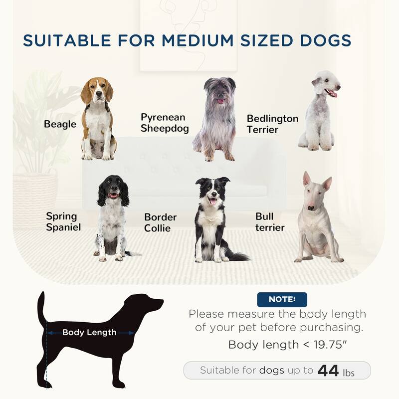 Medium Dog Sofa with Removable Faux Linen Cushion Pine Wood Frame Gray and Natural Wood Finish - 37.75" W x 23.5" D x 16.5" H