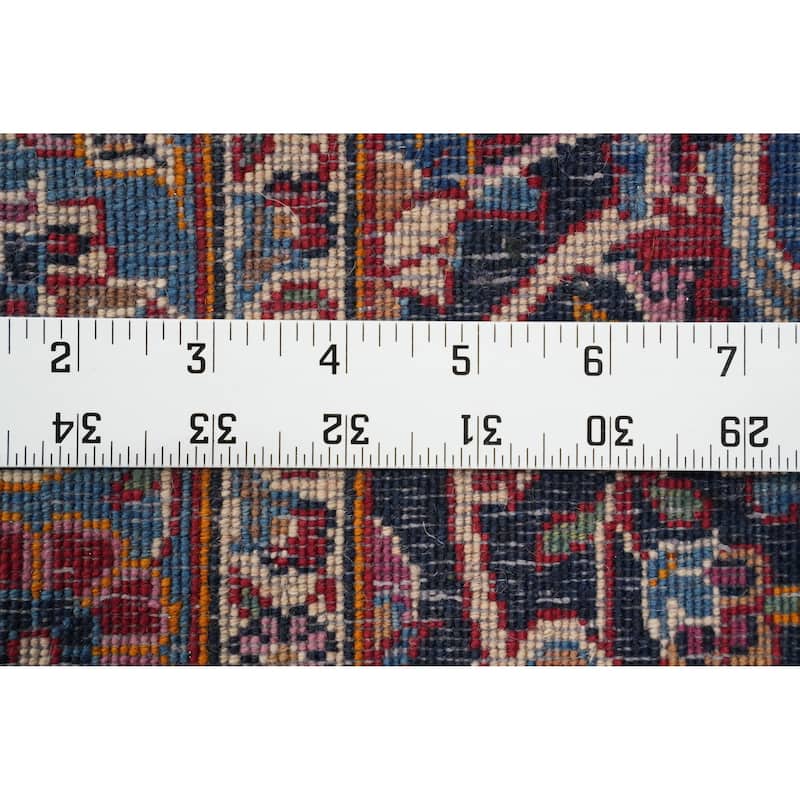 Hand Knotted Oriental 100% Wool Carpet Traditional Floral Red Kashan Area Rug - 13' 4'' X 8' 10''