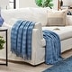preview thumbnail 8 of 17, Chanasya Solid Plaid Pleated Acrylic Throw Blanket With Tassels 50 x 65 Inches - Blue