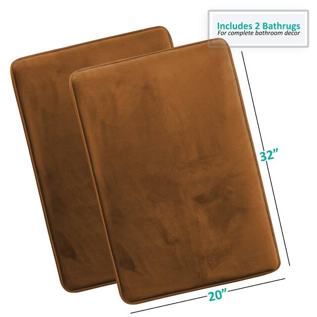 Clara Clark Ultra Soft Plush Bathroom Rug - Non-Slip, Velvet, Memory Foam Bath Mat - Set of 2
