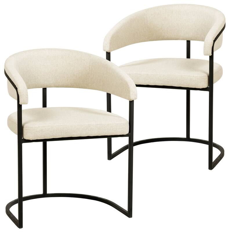 LeisureMod Set of 2 Aero Upholstered in Leather Dining Chair in Iron Accent Armchair in Polyester for Home & Kitchen