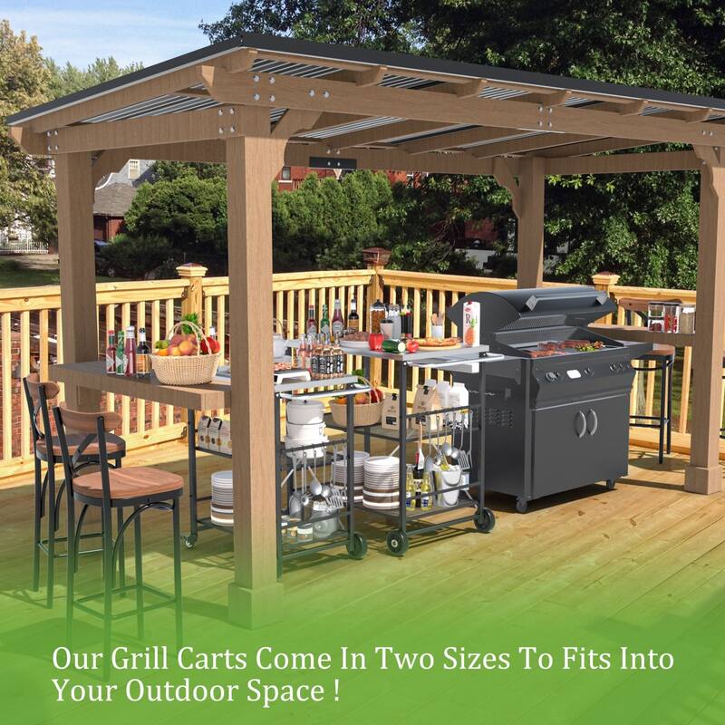 VEIKOUS Outdoor Patio Grilling Backyard BBQ Grill Cart with Stainless Steel Top