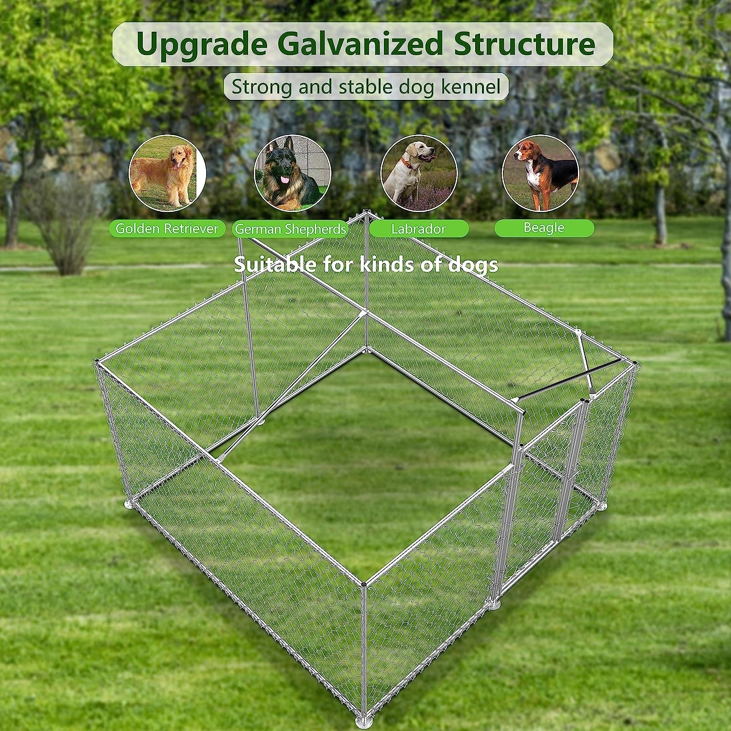 Large Dog Kennel Outdoor, Heavy Duty Outdoor Dog Kennel Chain Link