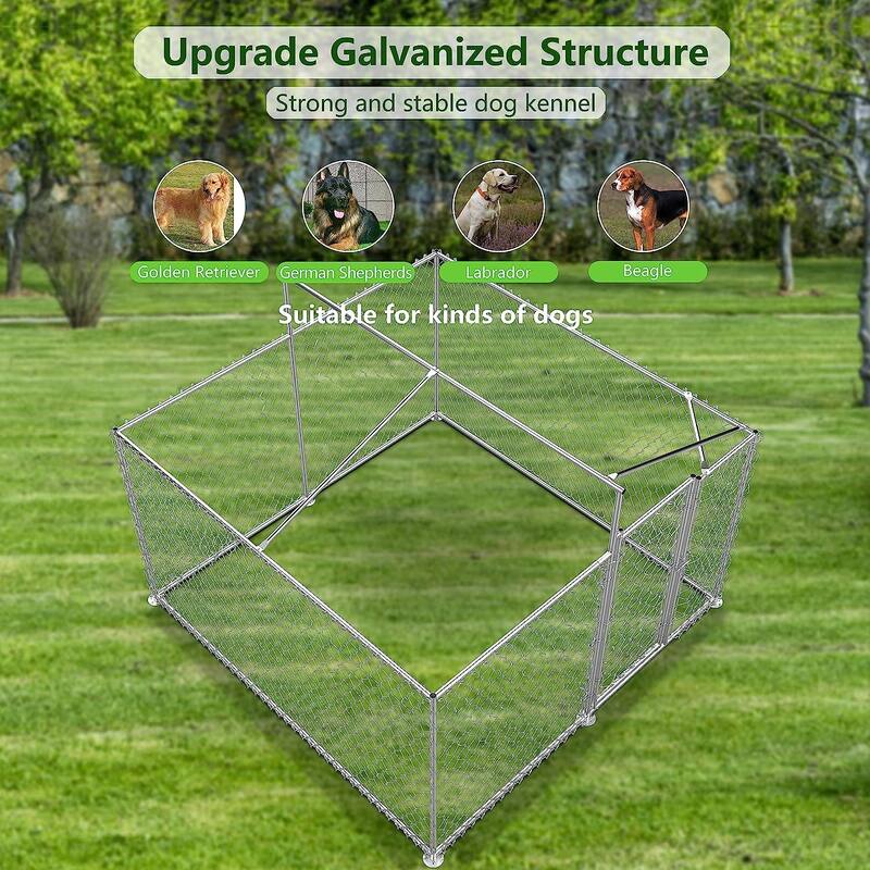 Large Dog Kennel Outdoor, Heavy Duty Outdoor Dog Kennel Chain Link Dog Cage Dog Playpen Dogs Run