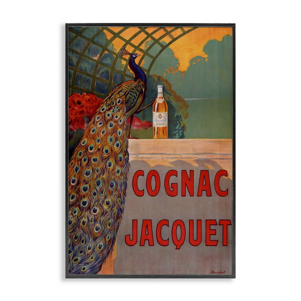 Stupell Vintage Cognac & Peacock Framed Giclee Art Design By Marcus Jules