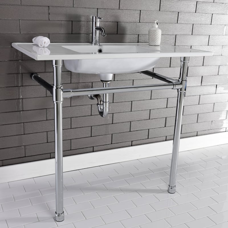 Kingston Brass Edwardian 37" Console Sink with Brass Legs