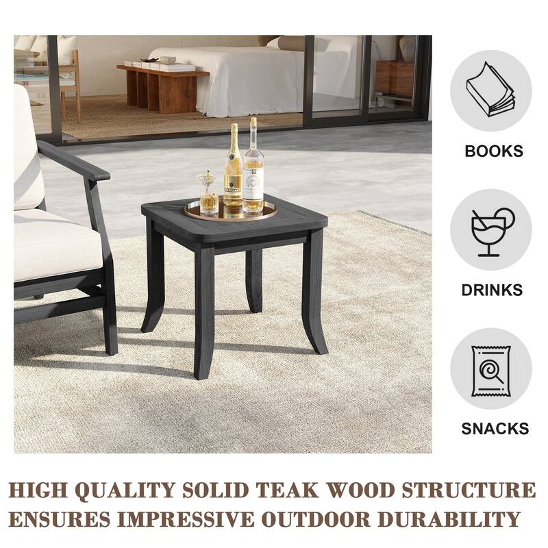 19" W Square Solid Teak Outdoor Side Table