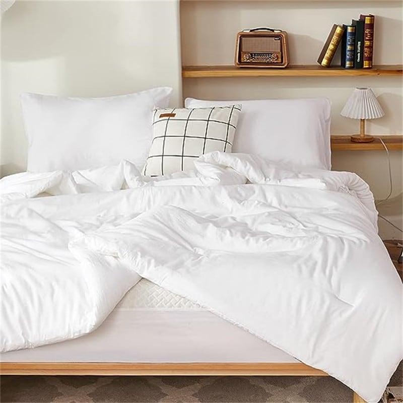 Fluffy white comforter set queen deals