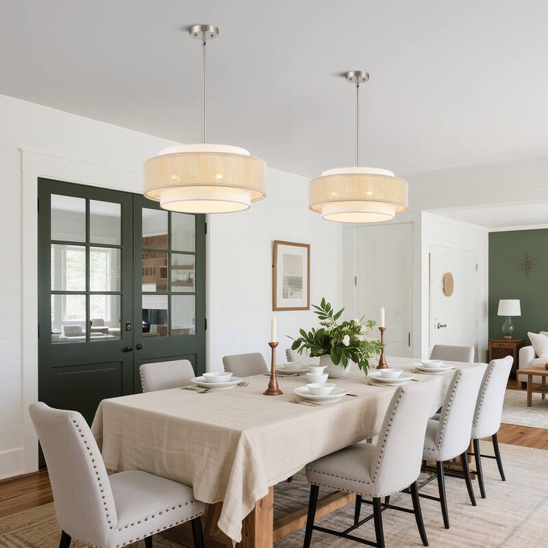 GetLedel 18" 4-Light Rope Drum Shaded Chandelier