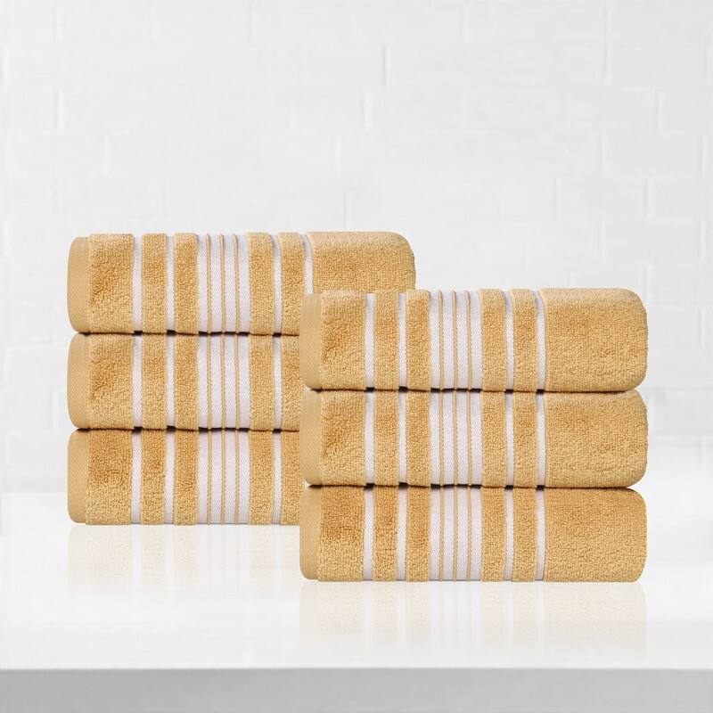 Superior Sadie Zero Twist Cotton Solid Hand Towel, Set of 6 - Gold