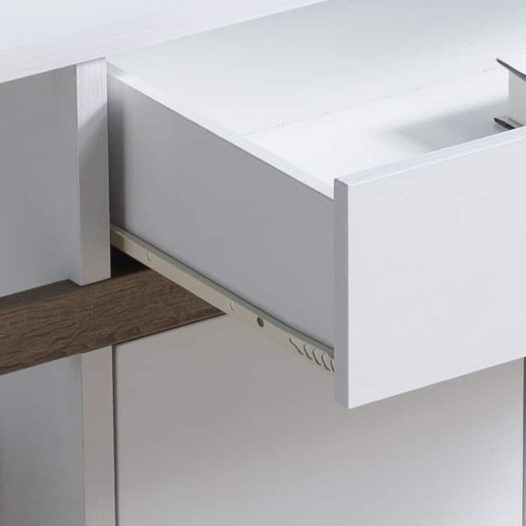 Modernize Kitchen Cabinet Buffet with 4 Shelves, White and Dark Taupe