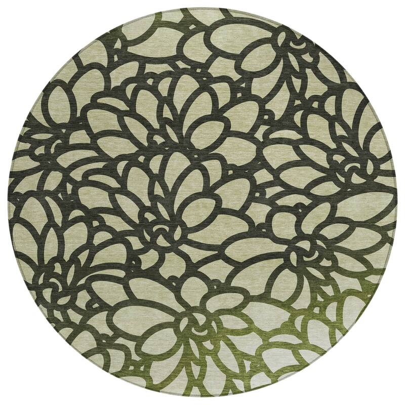 Machine Washable Indoor/ Outdoor Floral Craze Chantille Rug
