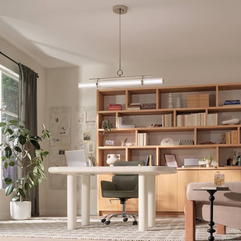 Riven 48.25 Inch LED 1 Light Linear Chandelier with Clear Fluted Glass in Polished Nickel