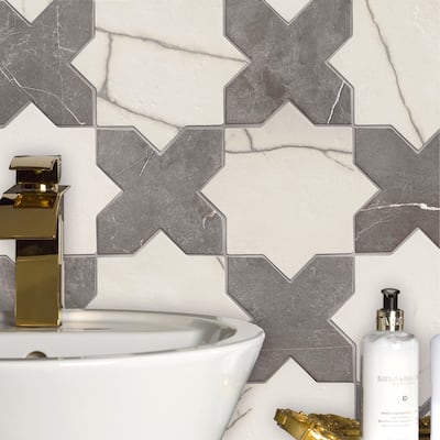 Merola Tile Istanbul Star Day with Night Cross 6" x 12" Porcelain Floor and Wall Tile - Case (32 Tiles)