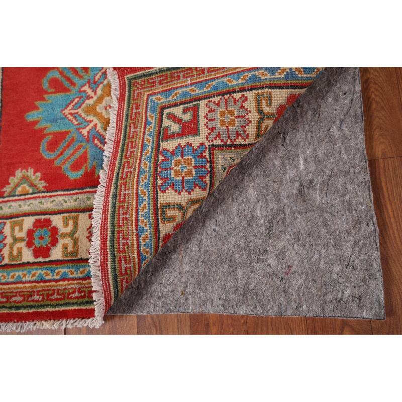 Red Kazak Foyer Rug Handmade Geometric Red Wool Carpet - 2'9" x 4'2"
