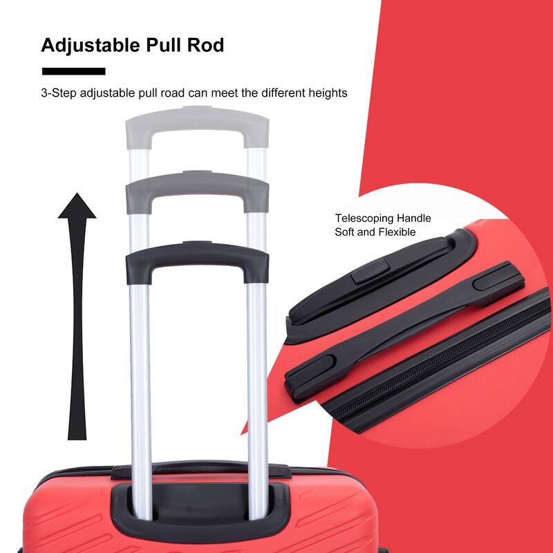luggage 4-piece ABS lightweight suitcase with rotating wheels, 24 inch and 28 inch with TSA lock, (16/20/24/28)