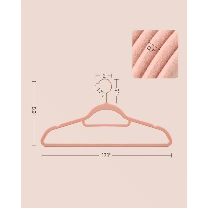 Clothes Slim Velvet Hanger with Rose Gold Swivel Metal Hook and Shoulder Notches Perfect for Heavy Coats or Camisoles