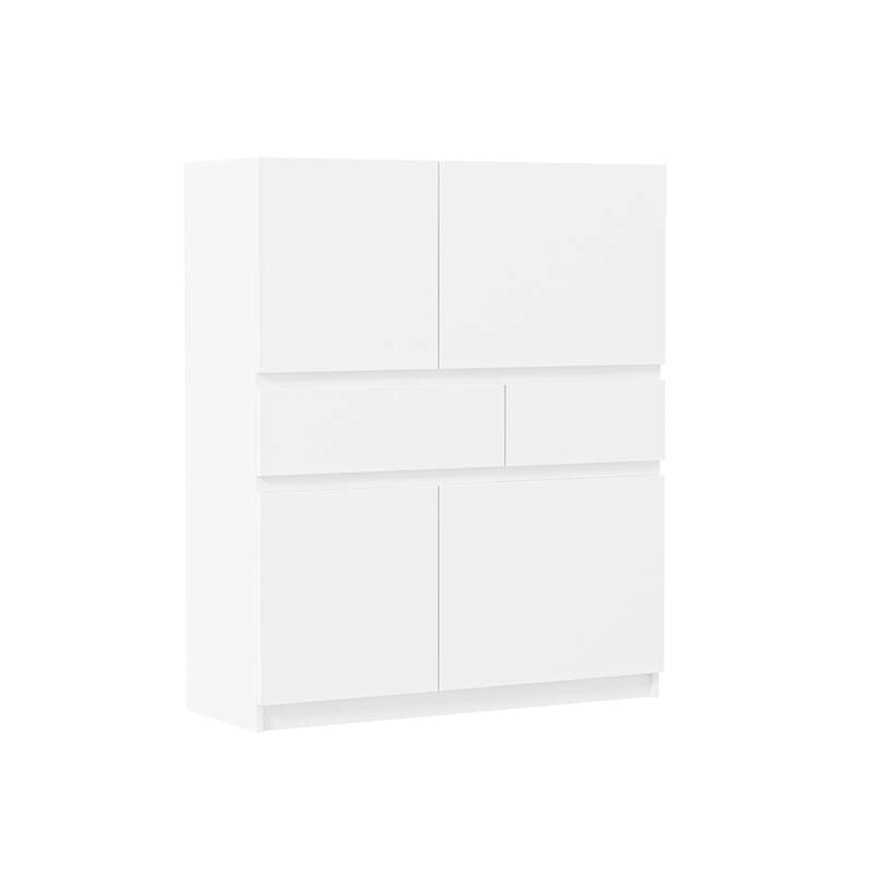 Wooden storage cabinet with 4 doors and 2 drawers