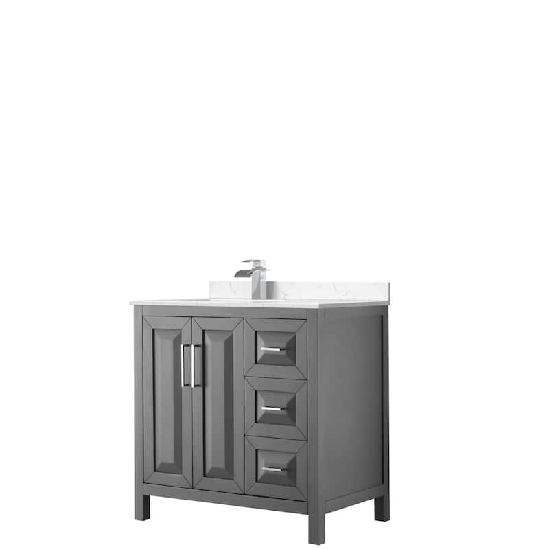 Daria 36-inch Single Vanity, Cultured Marble Top - Dark Gray, Chrome Trim,Carrara Cultured Marble Top