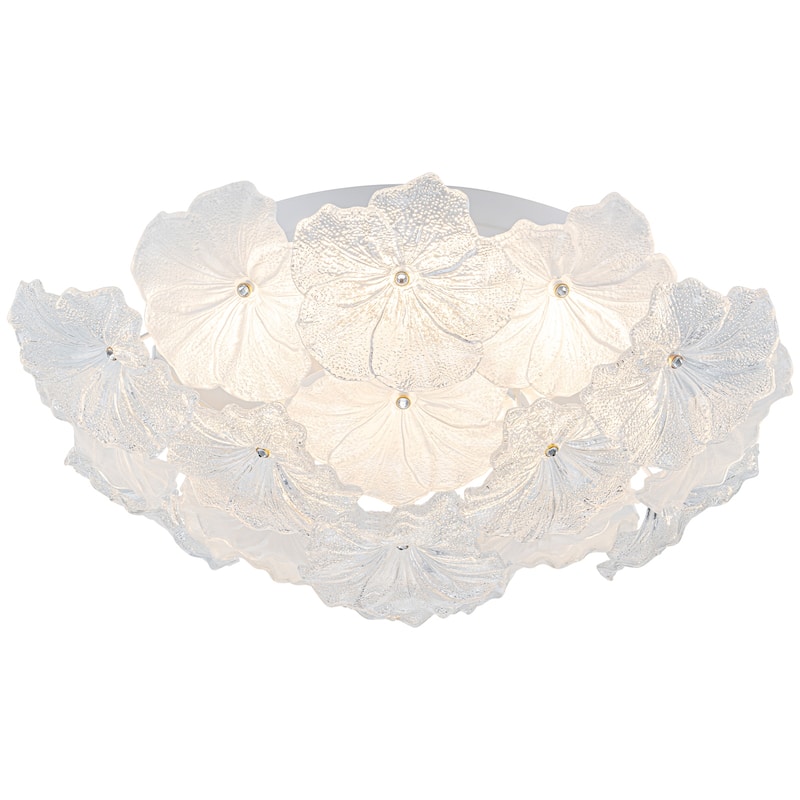 LED Flush Mount Ceiling Light with Clear and Frosted Glass Petal Design