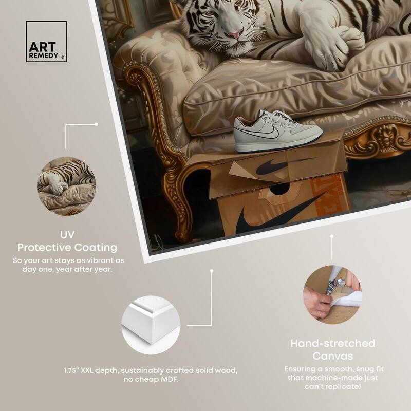 Lounging Sneaker Tiger Canvas by Art Remedy