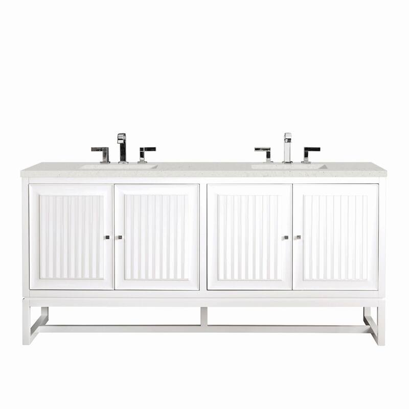 James Martin Vanities E645-V72-3LDL Athens 72" Double Basin Poplar - Glossy White - Painted