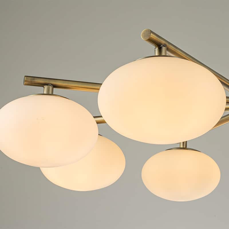 8-Light 32'' Mid Century Modern Opal Glass Chandelier Classic Globe Pendant Light For Dining Room Living Room - W32''