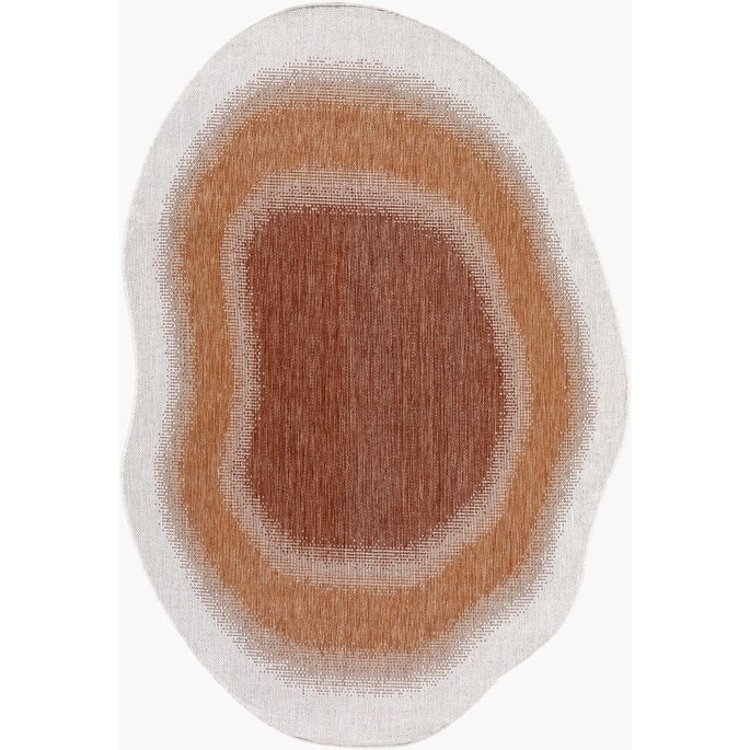 Livabliss Miami Beach Traditional Indoor/Outdoor Area Rug - 7'10" x 10' Specialty - Rust/Cream