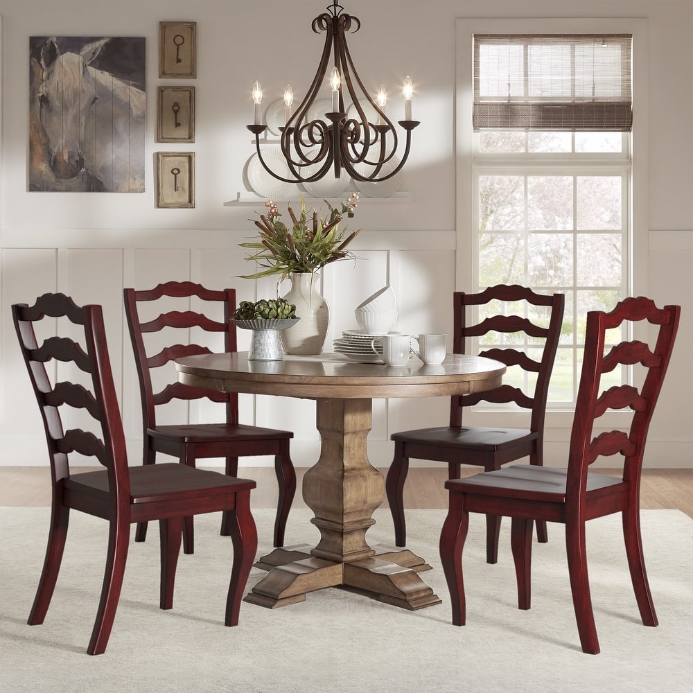 Eleanor Oak Round Solid Wood Top Ladder Back 5-piece Dining Set by iNSPIRE Q Classic
