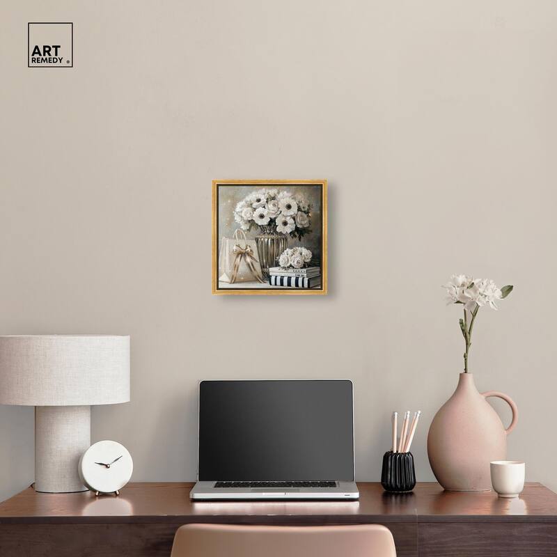 Elegant Flowers Books Neutral Canvas by Art Remedy