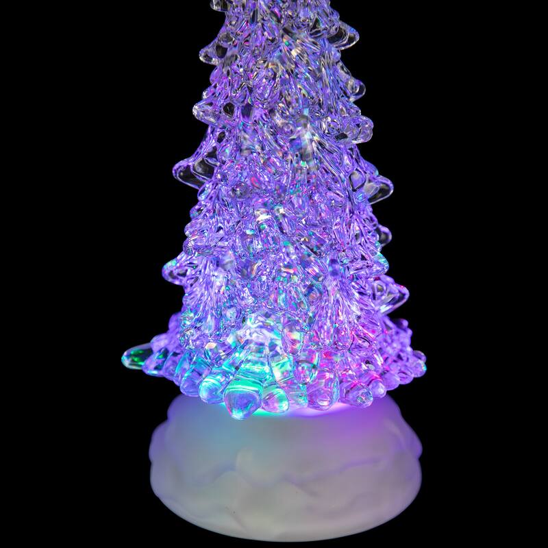 LED Lighted Acrylic Christmas Tree Decoration 10.5" Multi-Color Lights