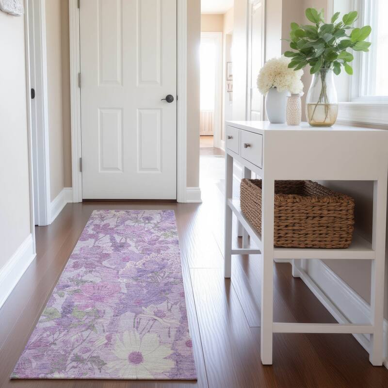 Premium Washable Super Soft Floral Mayfield Rug - Lavender - 2'3" x 7'6"
