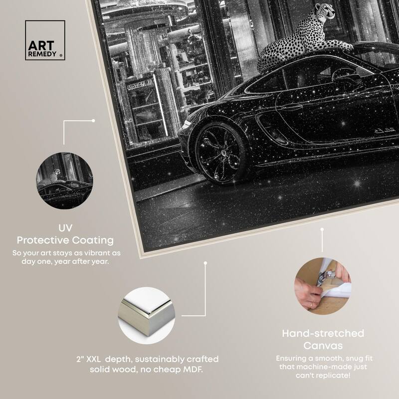 Glistening Cheetah and Car Canvas by Art Remedy
