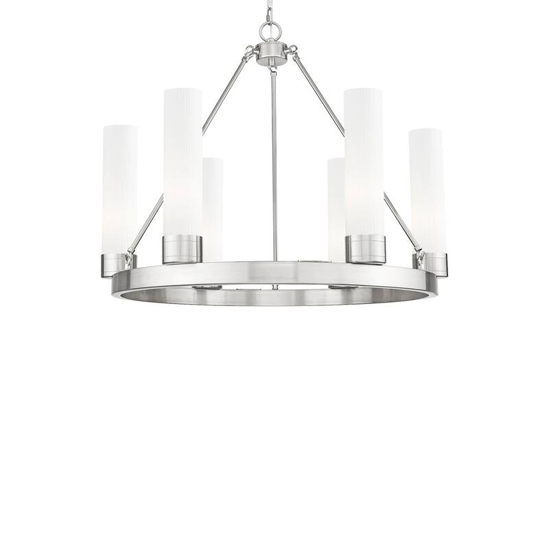 Innovations Lighting 617-6CR-24-29 Boreas Chandelier Boreas 6 Light - Satin Nickel / Striped White