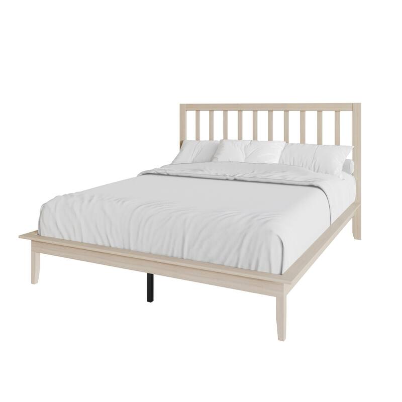 Clayfell Lancaster Platform Bed Frame with Slatted Headboard, No box spring required, Easy Assembly