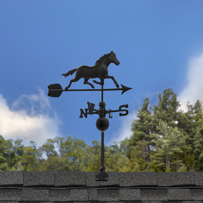 Modern Farmhouse-Inspired Trotting Horse Standard / Full Size Weathervane - Black Finish by Good Directions