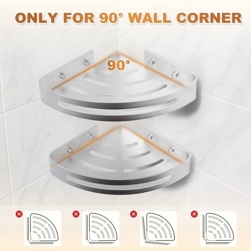 WOWOW 12.7 in. W x 9 in. D x 4 in. H Double Bathroom Corner Shelf