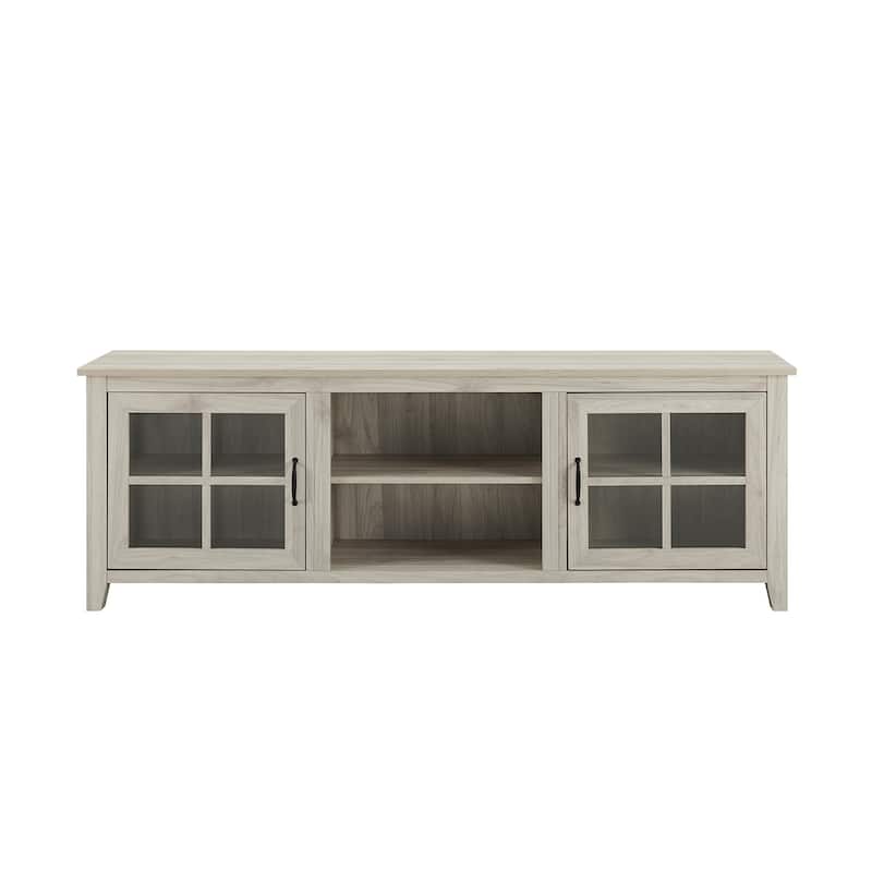 Modern Farmhouse 2-Door Glass Windowpane TV Stand