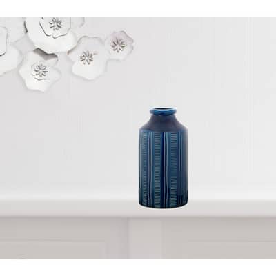 HomeRoots 10.5" Terracotta Blue Round Table vase - 5.75