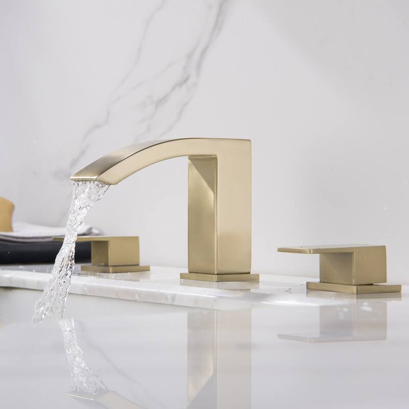 Rbrohant 5"H Waterfall Bathroom Faucet, Widespread 2-Handle Bathroom Sink Faucet for Sink 3 Hole