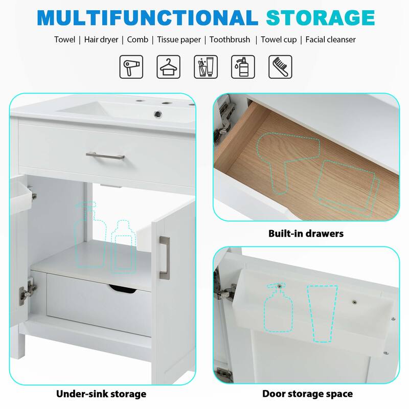 30-Inch Bathroom Vanity with Ceramic Sink