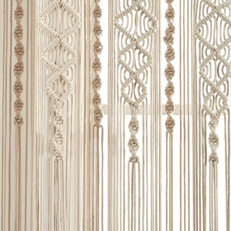 Lush Decor Boho Macrame Textured Cotton Window Curtain/Room Divider/Doorway/Wall Decor
