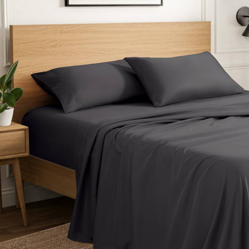 Ivy Union Microfiber Sheet Set - Deep Pocket - Split Head Flex King - Forged Iron Grey