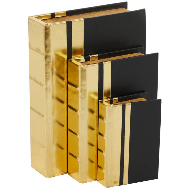 Burlap Leather Canvas Book Box Various Designs (Set of 3)