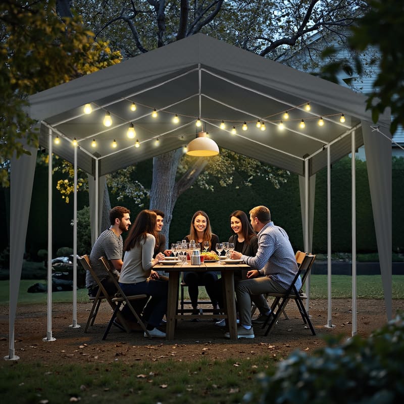 12ft by 20ft Car Canopy with Steel Frame and UV Resistant PE Fabric for Vehicle Storage Outdoor Protection - 12*20 FT