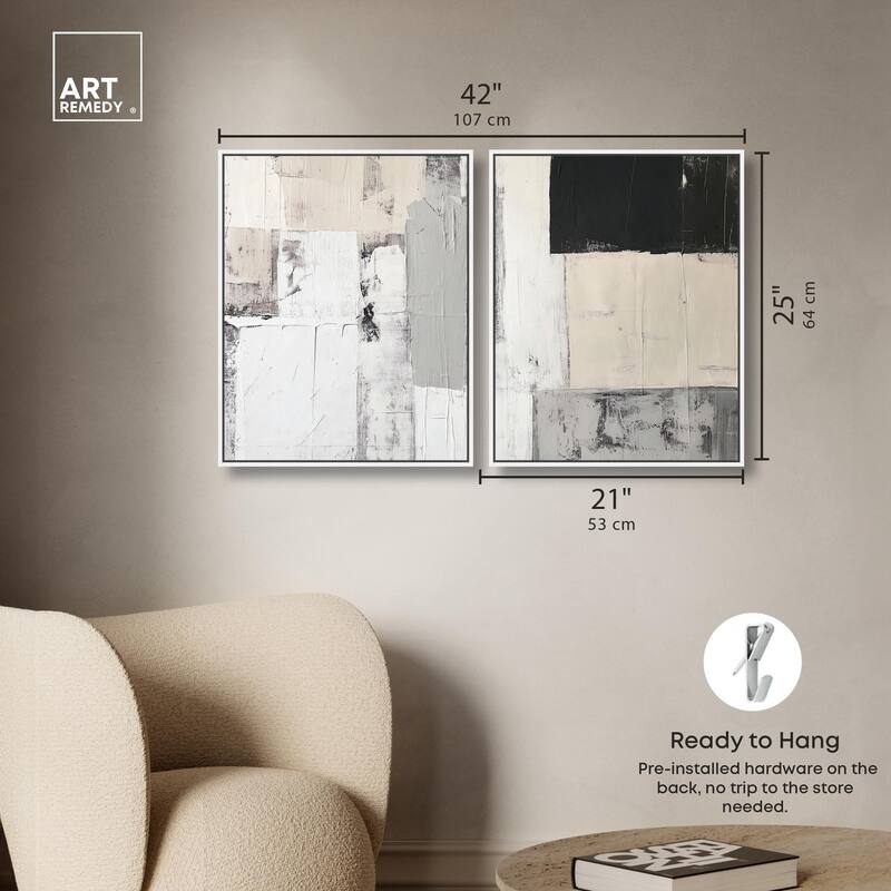 Chalk and Charcoal Canvas Set of 2 by Art Remedy