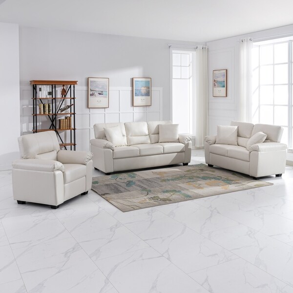 Morden Fort 3-Piece Faux Leather Sofa Set | Space-Saving Living